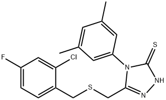 3-[(2-chloro-4-fluorophenyl)methylsulfanylmethyl]-4-(3,5-dimethylphenyl)-1H-1,2,4-triazole-5-thione Struktur