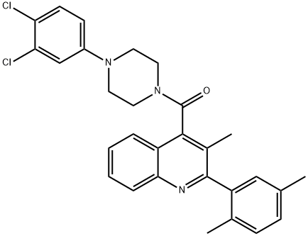 [4-(3,4-dichlorophenyl)piperazin-1-yl]-[2-(2,5-dimethylphenyl)-3-methylquinolin-4-yl]methanone Struktur