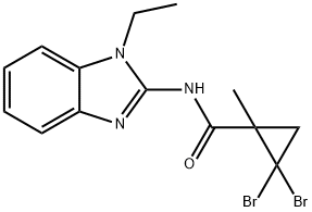 2,2-dibromo-N-(1-ethylbenzimidazol-2-yl)-1-methylcyclopropane-1-carboxamide Struktur