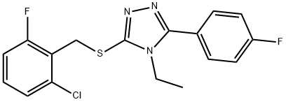 3-[(2-chloro-6-fluorophenyl)methylsulfanyl]-4-ethyl-5-(4-fluorophenyl)-1,2,4-triazole Struktur