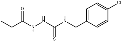 1-[(4-chlorophenyl)methyl]-3-(propanoylamino)thiourea Struktur