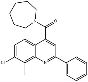 azepan-1-yl-(7-chloro-8-methyl-2-phenylquinolin-4-yl)methanone Struktur