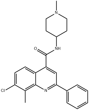 7-chloro-8-methyl-N-(1-methylpiperidin-4-yl)-2-phenylquinoline-4-carboxamide Struktur