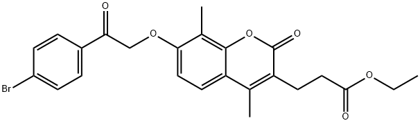 ethyl 3-[7-[2-(4-bromophenyl)-2-oxoethoxy]-4,8-dimethyl-2-oxochromen-3-yl]propanoate Struktur