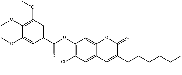 (6-chloro-3-hexyl-4-methyl-2-oxochromen-7-yl) 3,4,5-trimethoxybenzoate Struktur