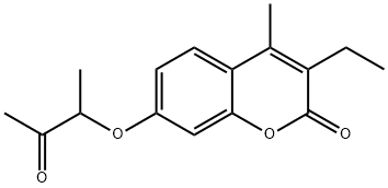 3-ethyl-4-methyl-7-(3-oxobutan-2-yloxy)chromen-2-one Struktur