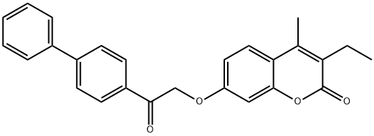 3-ethyl-4-methyl-7-[2-oxo-2-(4-phenylphenyl)ethoxy]chromen-2-one Struktur