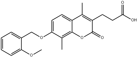 3-[7-[(2-methoxyphenyl)methoxy]-4,8-dimethyl-2-oxochromen-3-yl]propanoic acid Struktur