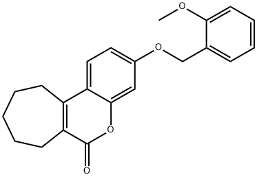 3-[(2-methoxyphenyl)methoxy]-8,9,10,11-tetrahydro-7H-cyclohepta[c]chromen-6-one Struktur