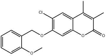 6-chloro-7-[(2-methoxyphenyl)methoxy]-3,4-dimethylchromen-2-one Struktur