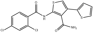 2-[(2,4-dichlorobenzoyl)amino]-4-thiophen-2-ylthiophene-3-carboxamide Struktur