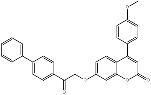 4-(4-methoxyphenyl)-7-[2-oxo-2-(4-phenylphenyl)ethoxy]chromen-2-one Struktur