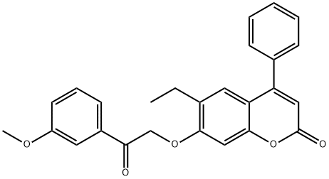 6-ethyl-7-[2-(3-methoxyphenyl)-2-oxoethoxy]-4-phenylchromen-2-one Struktur