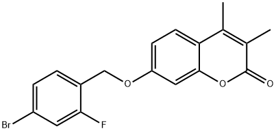 7-[(4-bromo-2-fluorophenyl)methoxy]-3,4-dimethylchromen-2-one Struktur