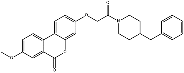 3-[2-(4-benzylpiperidin-1-yl)-2-oxoethoxy]-8-methoxybenzo[c]chromen-6-one Struktur