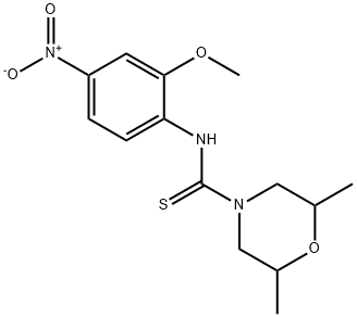 N-(2-methoxy-4-nitrophenyl)-2,6-dimethylmorpholine-4-carbothioamide Struktur