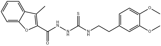 1-[2-(3,4-dimethoxyphenyl)ethyl]-3-[(3-methyl-1-benzofuran-2-carbonyl)amino]thiourea Struktur