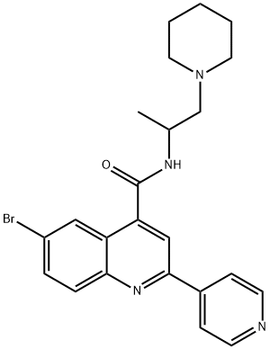 6-bromo-N-(1-piperidin-1-ylpropan-2-yl)-2-pyridin-4-ylquinoline-4-carboxamide Struktur