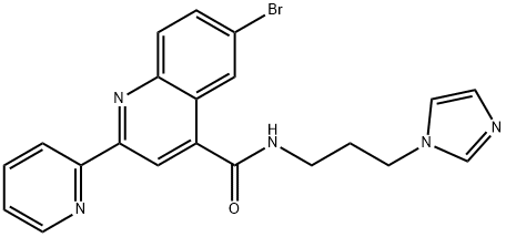 6-bromo-N-(3-imidazol-1-ylpropyl)-2-pyridin-2-ylquinoline-4-carboxamide Struktur