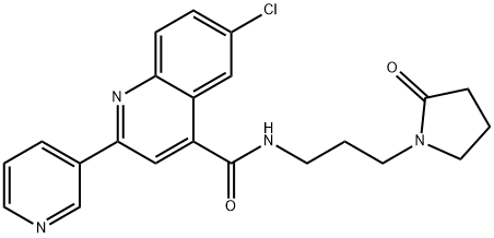 6-chloro-N-[3-(2-oxopyrrolidin-1-yl)propyl]-2-pyridin-3-ylquinoline-4-carboxamide Struktur