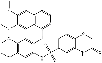 N-[2-[(6,7-dimethoxyisoquinolin-1-yl)methyl]-4,5-dimethoxyphenyl]-3-oxo-4H-1,4-benzoxazine-6-sulfonamide Struktur