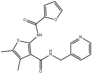 N-[4,5-dimethyl-3-(pyridin-3-ylmethylcarbamoyl)thiophen-2-yl]furan-2-carboxamide Struktur