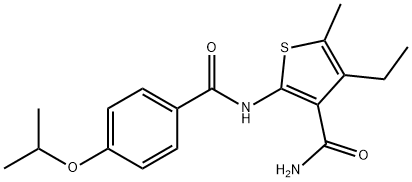 4-ethyl-5-methyl-2-[(4-propan-2-yloxybenzoyl)amino]thiophene-3-carboxamide Struktur