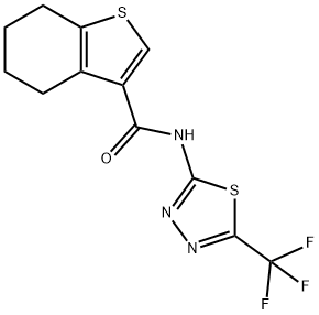 N-[5-(trifluoromethyl)-1,3,4-thiadiazol-2-yl]-4,5,6,7-tetrahydro-1-benzothiophene-3-carboxamide Struktur