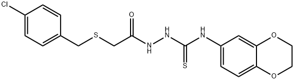 1-[[2-[(4-chlorophenyl)methylsulfanyl]acetyl]amino]-3-(2,3-dihydro-1,4-benzodioxin-6-yl)thiourea Struktur