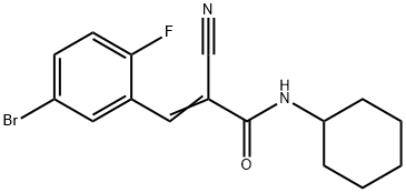 (E)-3-(5-bromo-2-fluorophenyl)-2-cyano-N-cyclohexylprop-2-enamide Struktur