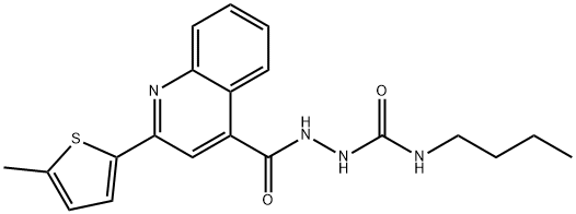 1-butyl-3-[[2-(5-methylthiophen-2-yl)quinoline-4-carbonyl]amino]urea Struktur