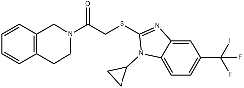 2-[1-cyclopropyl-5-(trifluoromethyl)benzimidazol-2-yl]sulfanyl-1-(3,4-dihydro-1H-isoquinolin-2-yl)ethanone Struktur