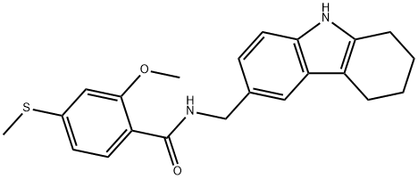 2-methoxy-4-methylsulfanyl-N-(6,7,8,9-tetrahydro-5H-carbazol-3-ylmethyl)benzamide Struktur