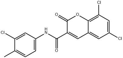 6,8-dichloro-N-(3-chloro-4-methylphenyl)-2-oxochromene-3-carboxamide Struktur