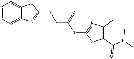 2-[[2-(1,3-benzothiazol-2-ylsulfanyl)acetyl]amino]-N,N,4-trimethyl-1,3-thiazole-5-carboxamide Struktur