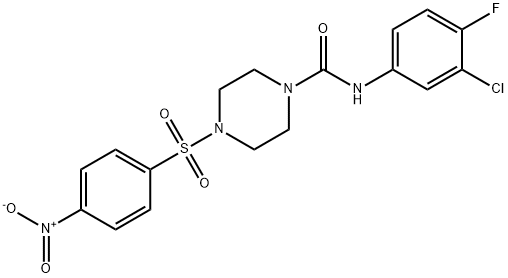 N-(3-chloro-4-fluorophenyl)-4-(4-nitrophenyl)sulfonylpiperazine-1-carboxamide Struktur