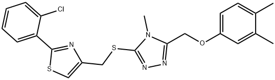 2-(2-chlorophenyl)-4-[[5-[(3,4-dimethylphenoxy)methyl]-4-methyl-1,2,4-triazol-3-yl]sulfanylmethyl]-1,3-thiazole Struktur