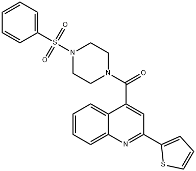 [4-(benzenesulfonyl)piperazin-1-yl]-(2-thiophen-2-ylquinolin-4-yl)methanone Struktur