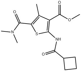 methyl 2-(cyclobutanecarbonylamino)-5-(dimethylcarbamoyl)-4-methylthiophene-3-carboxylate Struktur