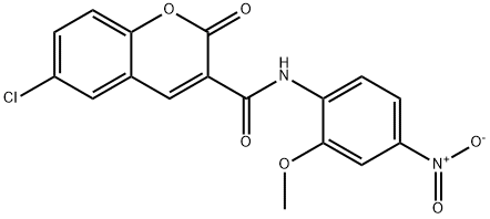 6-chloro-N-(2-methoxy-4-nitrophenyl)-2-oxochromene-3-carboxamide Struktur