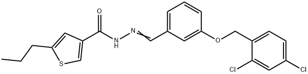 N-[(E)-[3-[(2,4-dichlorophenyl)methoxy]phenyl]methylideneamino]-5-propylthiophene-3-carboxamide Struktur