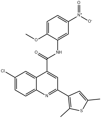 6-chloro-2-(2,5-dimethylthiophen-3-yl)-N-(2-methoxy-5-nitrophenyl)quinoline-4-carboxamide Struktur