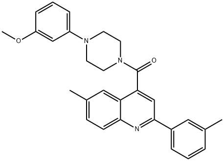 [4-(3-methoxyphenyl)piperazin-1-yl]-[6-methyl-2-(3-methylphenyl)quinolin-4-yl]methanone Struktur