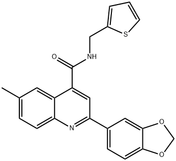 2-(1,3-benzodioxol-5-yl)-6-methyl-N-(thiophen-2-ylmethyl)quinoline-4-carboxamide Struktur