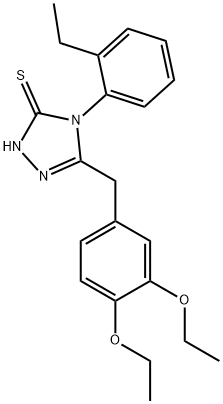 3-[(3,4-diethoxyphenyl)methyl]-4-(2-ethylphenyl)-1H-1,2,4-triazole-5-thione Struktur