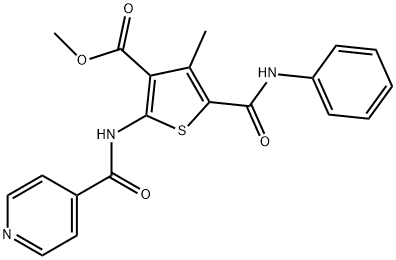 methyl 4-methyl-5-(phenylcarbamoyl)-2-(pyridine-4-carbonylamino)thiophene-3-carboxylate Struktur