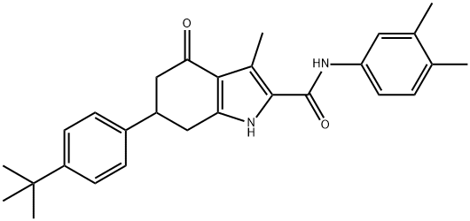 6-(4-tert-butylphenyl)-N-(3,4-dimethylphenyl)-3-methyl-4-oxo-1,5,6,7-tetrahydroindole-2-carboxamide Struktur