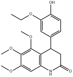 4-(3-ethoxy-4-hydroxyphenyl)-5,6,7-trimethoxy-3,4-dihydro-1H-quinolin-2-one Struktur