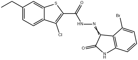 N'-(4-bromo-2-oxoindol-3-yl)-3-chloro-6-ethyl-1-benzothiophene-2-carbohydrazide Struktur