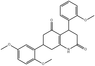 7-(2,5-dimethoxyphenyl)-4-(2-methoxyphenyl)-1,3,4,6,7,8-hexahydroquinoline-2,5-dione Struktur